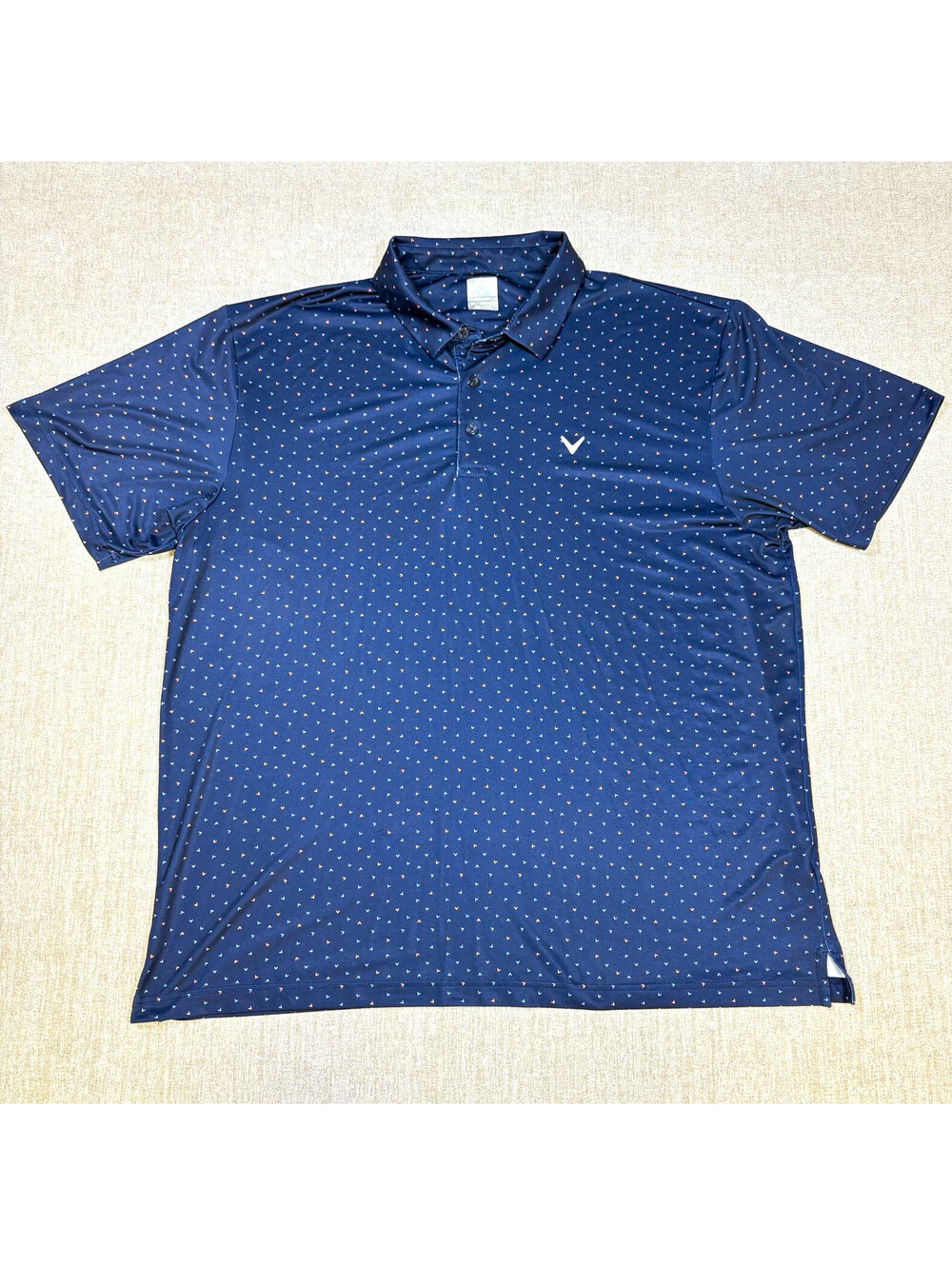 Callaway Opti-Dri Mens 2XL Navy Blue Logo Print Golf Polo Shirt Short Sleeve XXL